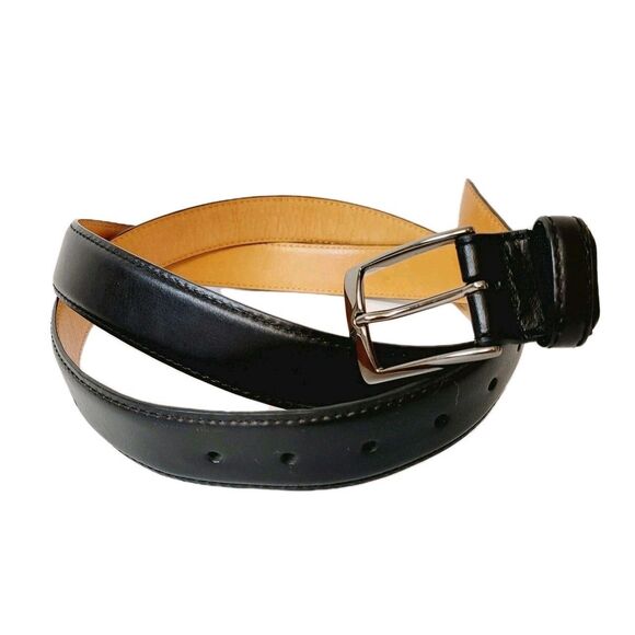 Hand Crafted Genuine Leather Black L9ng Mens Belt Size 54 - Picture 1 of 8